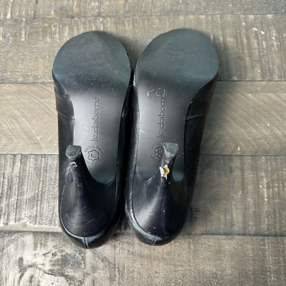 Liz Claiborne Black Leather Heels Open Toe Tied in a Bow - Picture 10 of 10